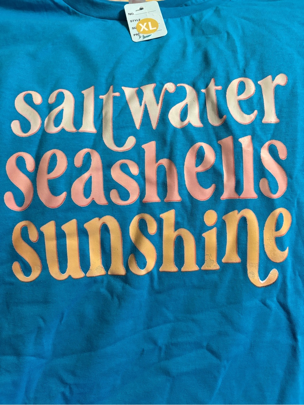 NEW Blue 'Saltwater Seashells Sunshine' Graphic Tee size XL